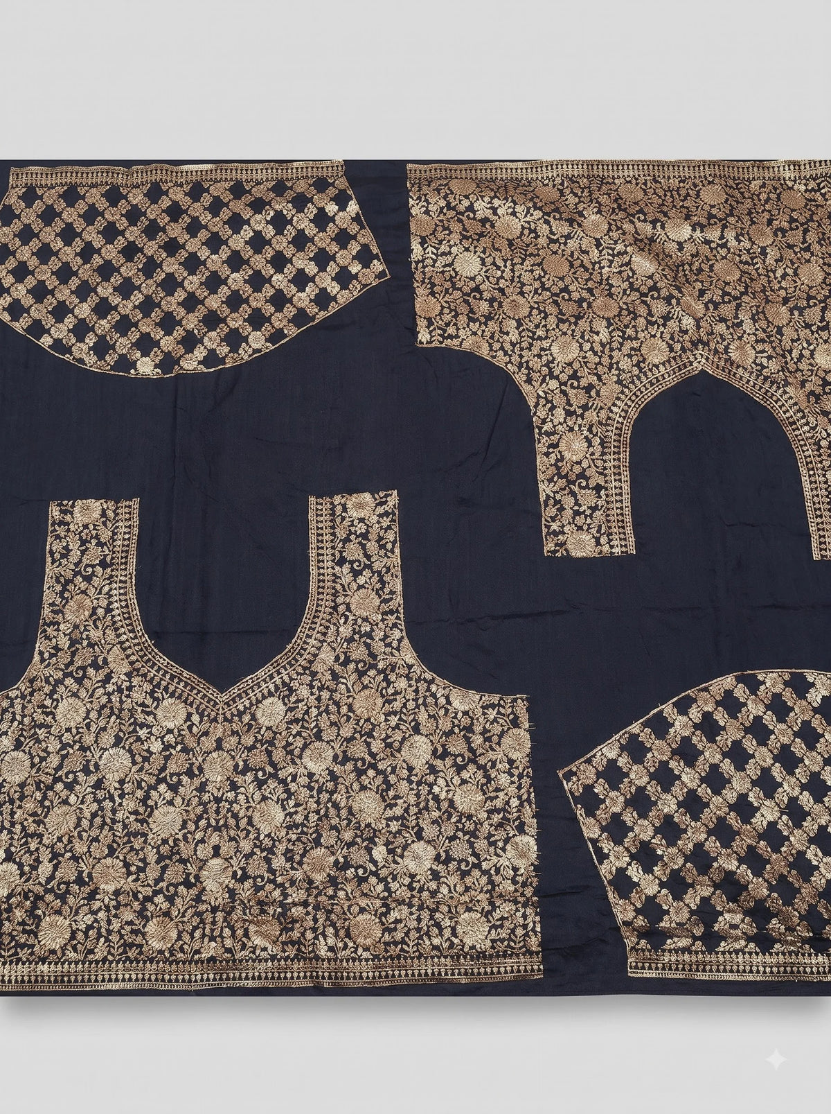 Black & Gold Ikat Print Dola Silk Saree with Banarasi Border
