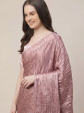 Dusty Rose-Taupe Crushed Tissue Silk Saree with Satin Blouse