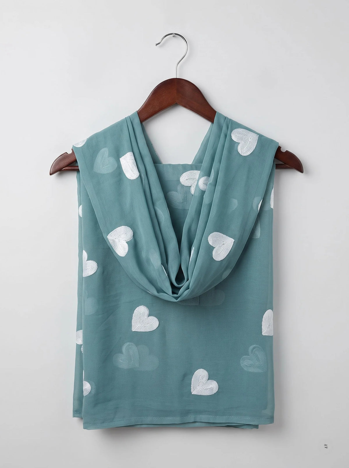 Sea Green Georgette Saree with All-Over Heart Embroidery