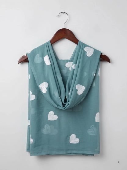 Sea Green Georgette Saree with All-Over Heart Embroidery