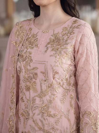 Blush Pink Semi-Stitched Pakistani Suit with Heavy Georgette Embroidery