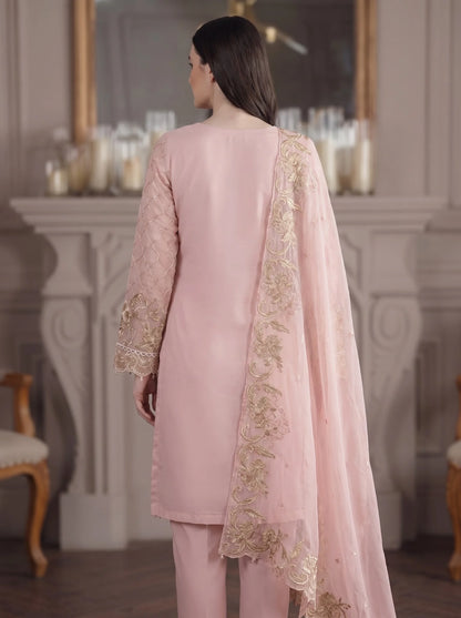 Blush Pink Semi-Stitched Pakistani Suit with Heavy Georgette Embroidery