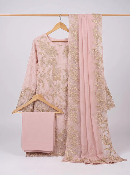 Blush Pink Semi-Stitched Pakistani Suit with Heavy Georgette Embroidery