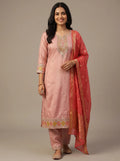 Dusty Pink Gajji Satin Suit with Diamond Sequin Border